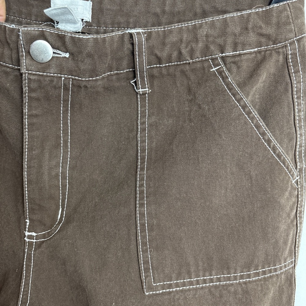 VTG Y2K Full Tilt Brown Cargo Pants SzXL Contrast Stitching Wide Leg‎ Utility - Picture 5 of 10